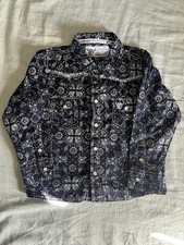Cowboy Hardware Dark Blue Pearl Snap Bandana Western Shirt 3T