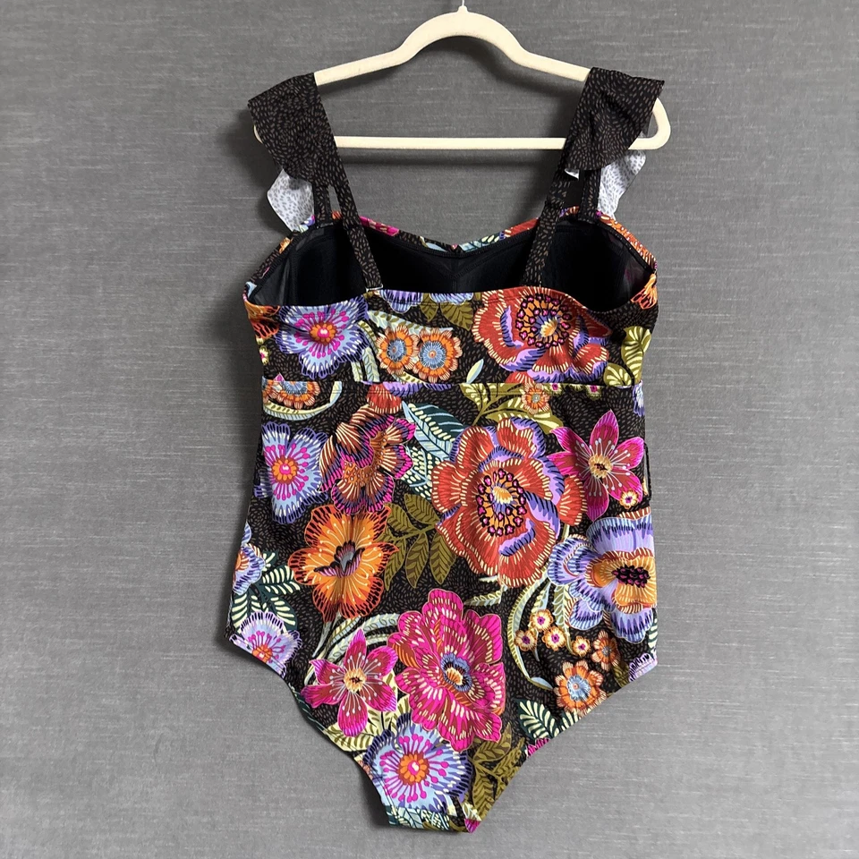 Torrid 泳装 2X 18/20 花卉 Polkadot 海贼王荷叶边无线抹胸文胸 — 第 4/4 张图片