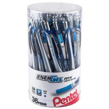 Pentel EnerGel RTX Refillable Liquid Gel Pen, 0.7mm, Blue Ink, 36-pc Canister
