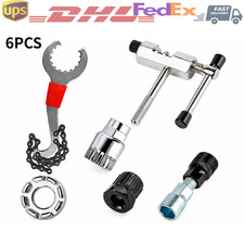 6PCS Bike Tool Kit w/ 3-in-1 Cassette Remover Wrench Crank Puller Extractor US