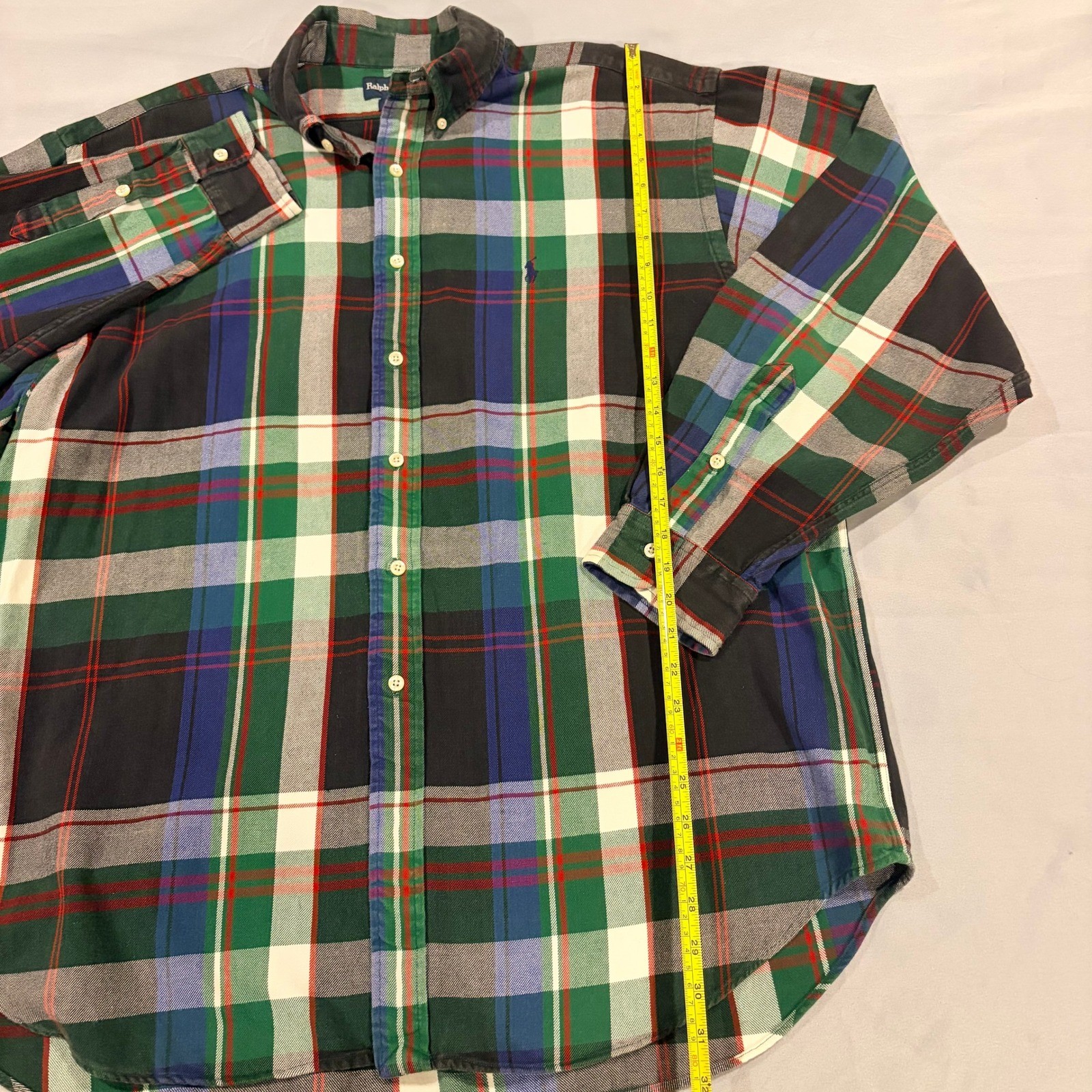 Polo Ralph Lauren Big Shirt Mens XL Green Plaid F… - image 6