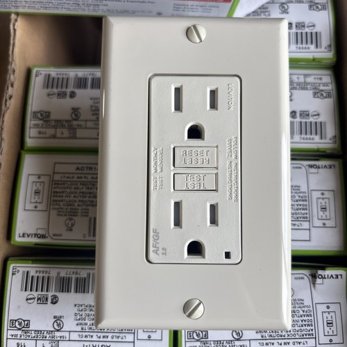 Leviton AGTR1-T 15A 125V Almond AFCI/GFCI Dual Function Outlet 1.68 Wx1.27 D in. - Picture 2 of 4