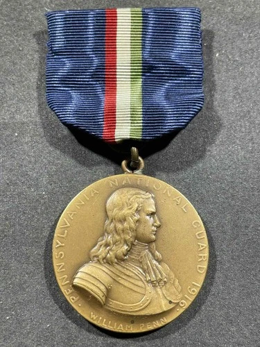 WW1 WWI US Army Military PA Pennsylvania Mexican Border Service Medal NUMBERED