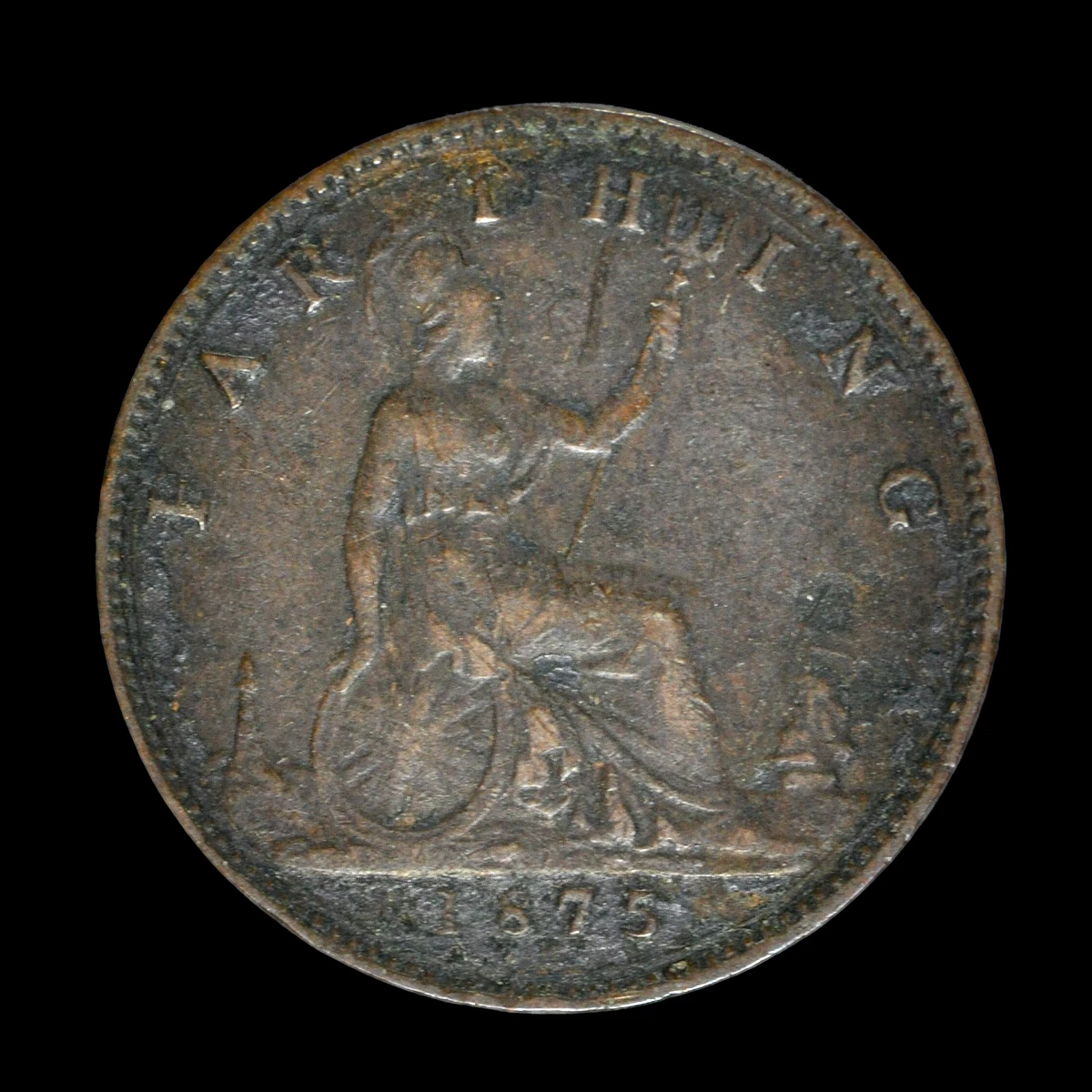 6806. 美品 1875年 イギリス ファージング 希少 Hミントマーク 6806. 美品 1875年 イギリス ファージング 希少 Hミントマーク 6806