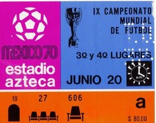 1970 WORLD CUP FINALS TICKET - GERMANY v URUGUAY
