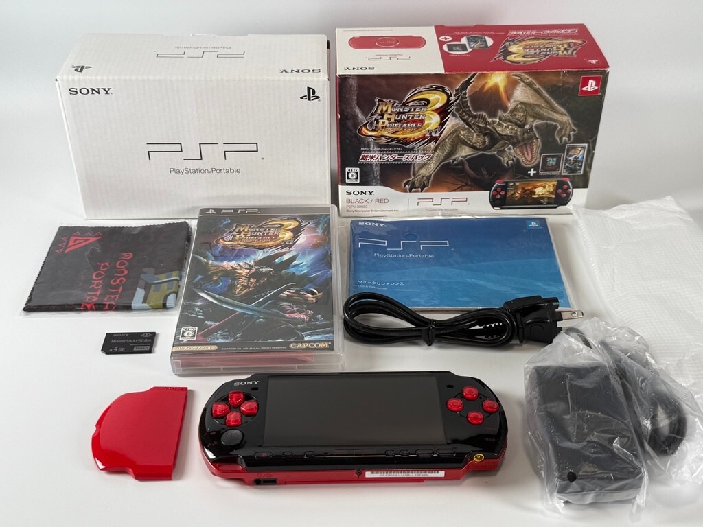 Sony PSP 3000 Hunters Pack Black Red Portable Console Limited No
