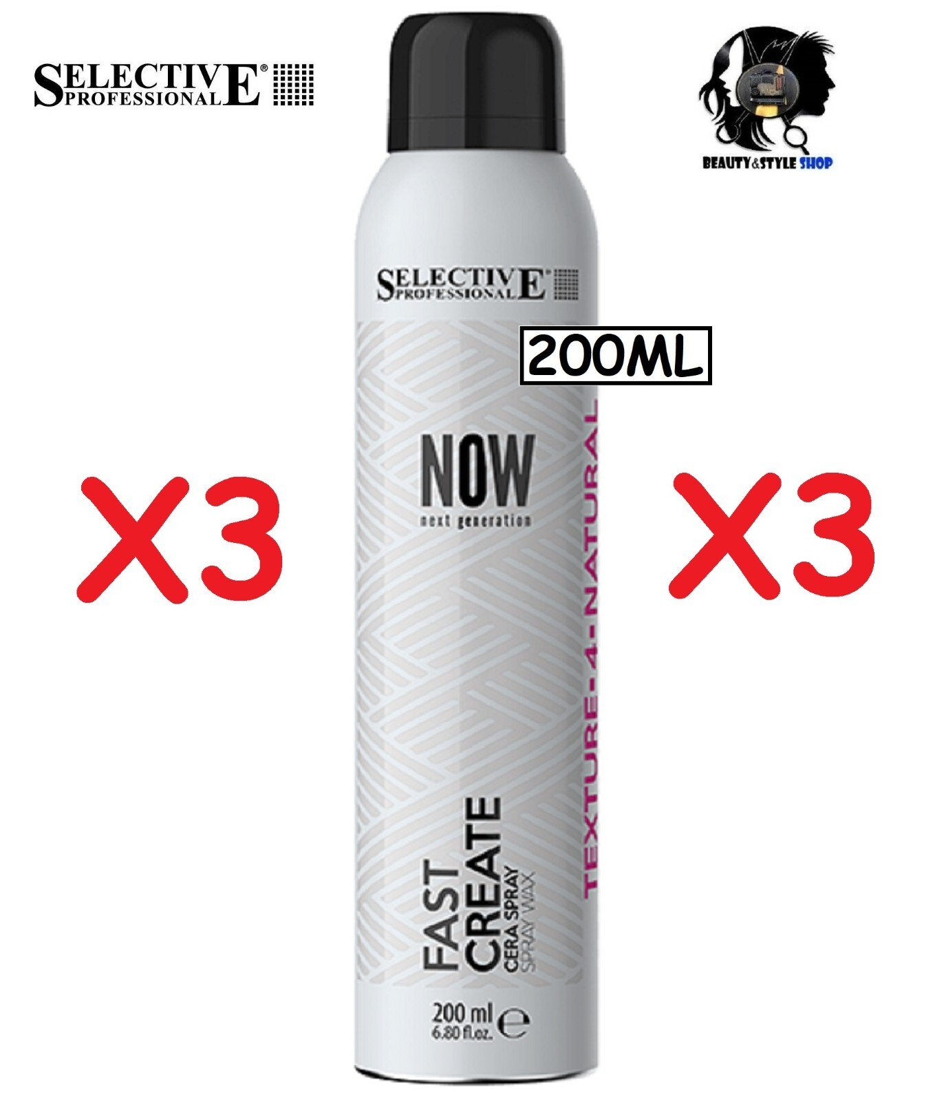 Selective Professional Now Fast Create - Kit 3x Cera Spray 200ml