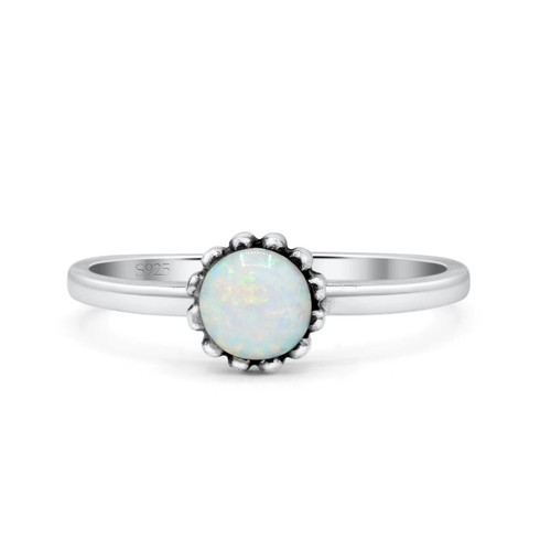 6,5 mm Solitär Blume rund oxidiert Daumen Ring Lab Created 925 Sterling Silber - Bild 13 von 57