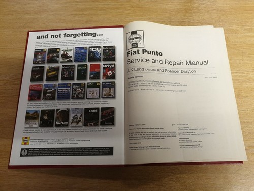 Fiat Punto 1994 bis 1999 Haynes Werkstatthandbuch 3251 guter gebrauchter Zustand inkl. kostenloser Verpackung und Versand - Bild 5 von 12