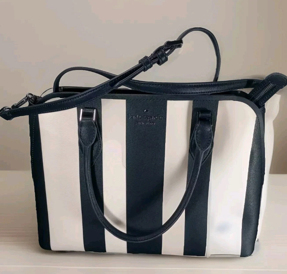 Darcy Pond Blazer Blue Stripe Large Satchel With Shoulder Option *New With Tags* - Image 4 of 4