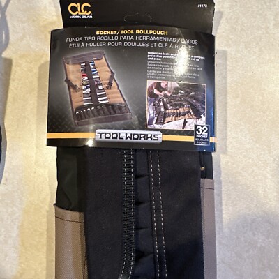 CLC 1173 - 32 Pocket Mechanic's Wrench Ratchet Tool & Socket Roll Up Pouch Bag