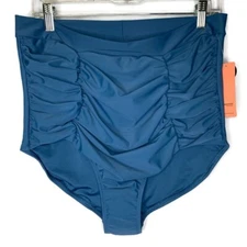 Shapermint Essentials High Waisted Control Bikini Bottom In Ocean Blue Size 3XL