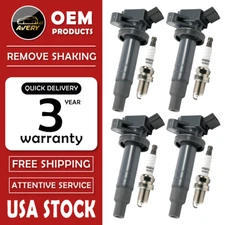 4 Ignition Coil & Spark Plug For 2000-08 Toyota Corolla Celica Matrix 1.8L UF247