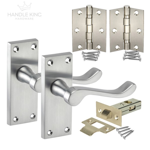 Latch Door Pack Hinges and Latch Door Handle Set Chrome Door Handles Pack