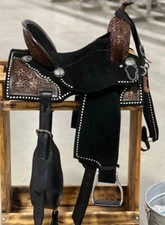 16" Inches Western Barrel saddle With Free Matching Headstall And Breast Collar.