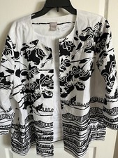 Chicos Open Black White Jacket Nice Size 4 XL 1X