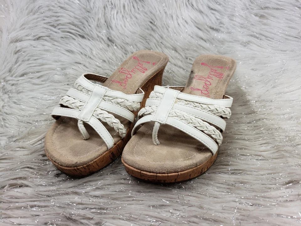 JELLYPOP White Cork Wedge Heel Slide On Sandals Size 6.5 - Image 4 of 4