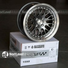 Circuit Cp21 15x8 4x100 25 Gloss Gun Metal Wheels Fits Honda Civic Ek Eg Mesh