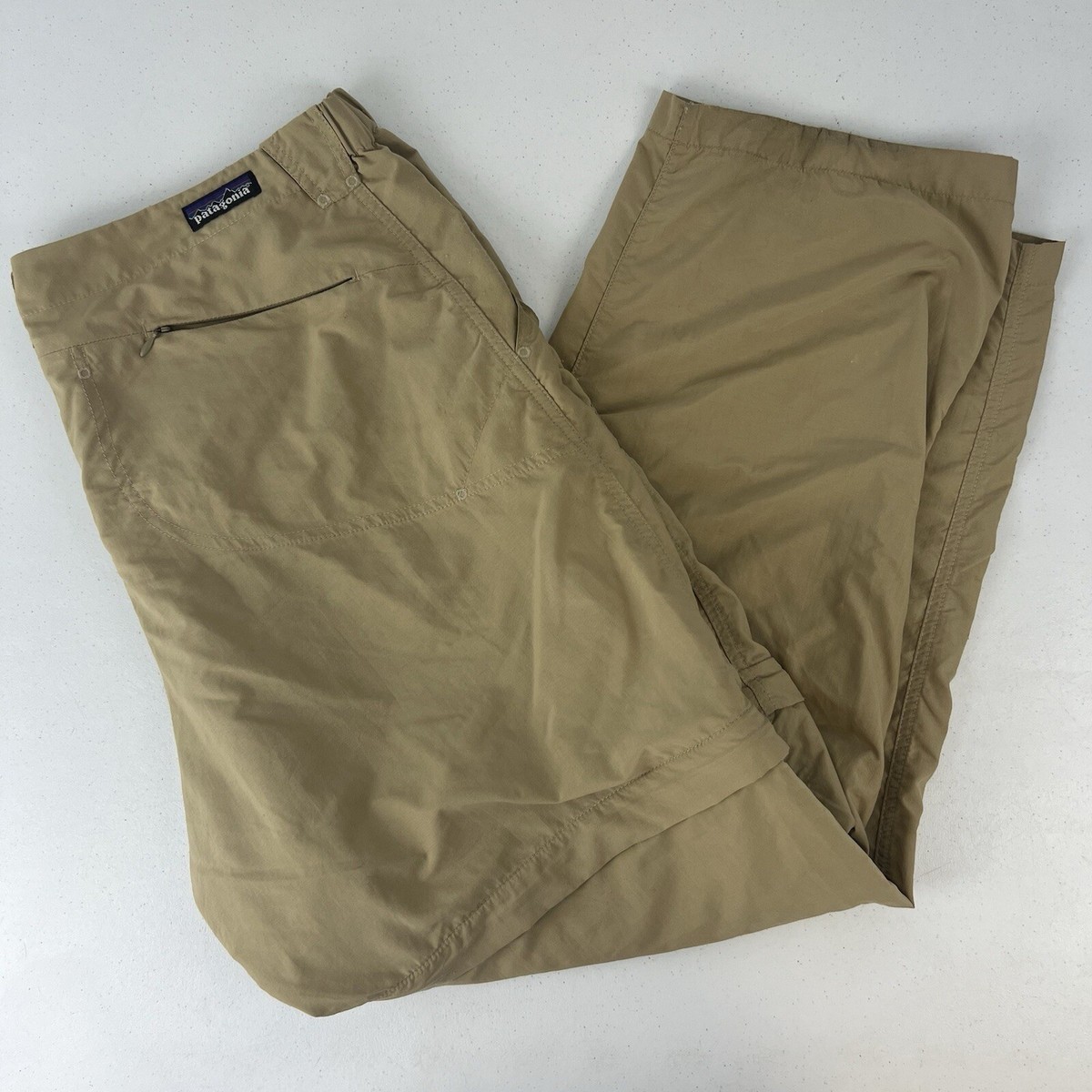 Patagonia Convertible Pants Mens Sz XL Beige Island Hopper Zip-Off