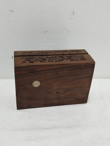 Scatola In Legno Intagliato Cofanetto Indiano Vintage portagioie Artigianale - Imagen 5 de 7