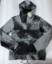 Nike Sportswear Essentials 1/2 Zip Sherpa Hoodie Black Gray Men's Size Small