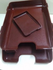 SET Swingline Workscape 2 Letter Tray, 1 MEMO PAD - BURGUNDY New 72814, 72914