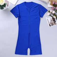 Men's Spandex Wrestling Singlet Jumpsuit Front Zip Boxer Briefs Leotard Bodysuit