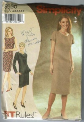 Simplicity Sewing Pattern 9950 Misses Sleeveless Dress Size A-F Bust 35-45
