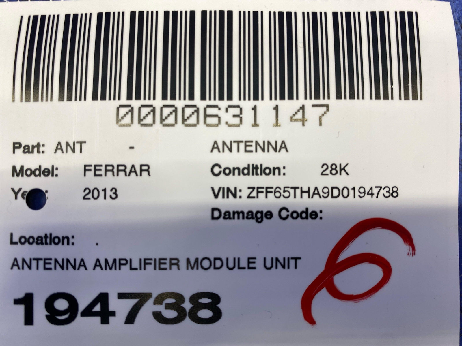 2008-2014 FERRARI CALIFORNIA ANTENNA AMPLIFIER MODULE UNIT 238484 OEM
