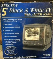 Spectra 5" Black White TV with AM/FM Radio Model 52-BWR Black