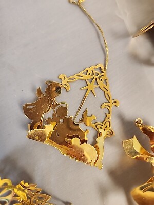 Vintage-(12) Danbury Mint 20kt Gold Plated Christmas Ornaments