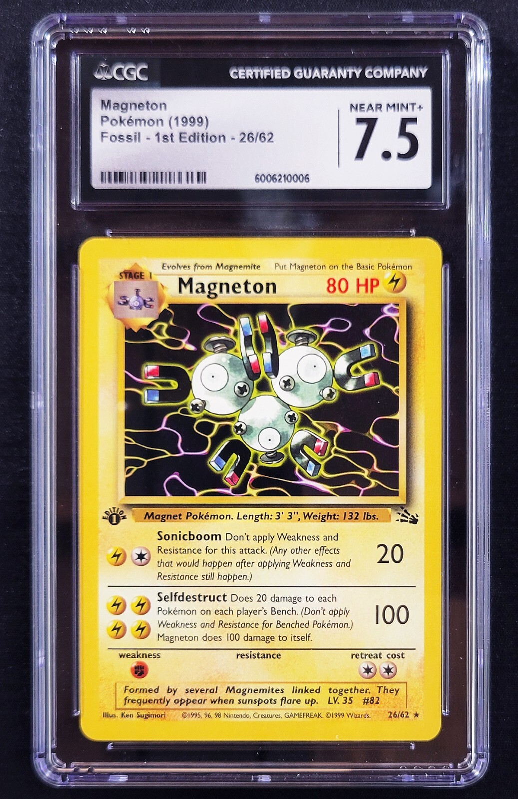 Magneton 26/62 1st Edition non-holo  Fossil Pokemon Card ~  Pop 24 ~ WOTC Era