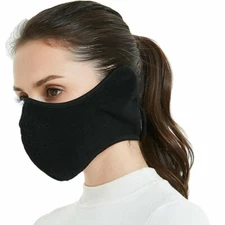 Men Women Polar Fleece Ear Warmer Winter Half Face Mask Mouth Cover Breathable