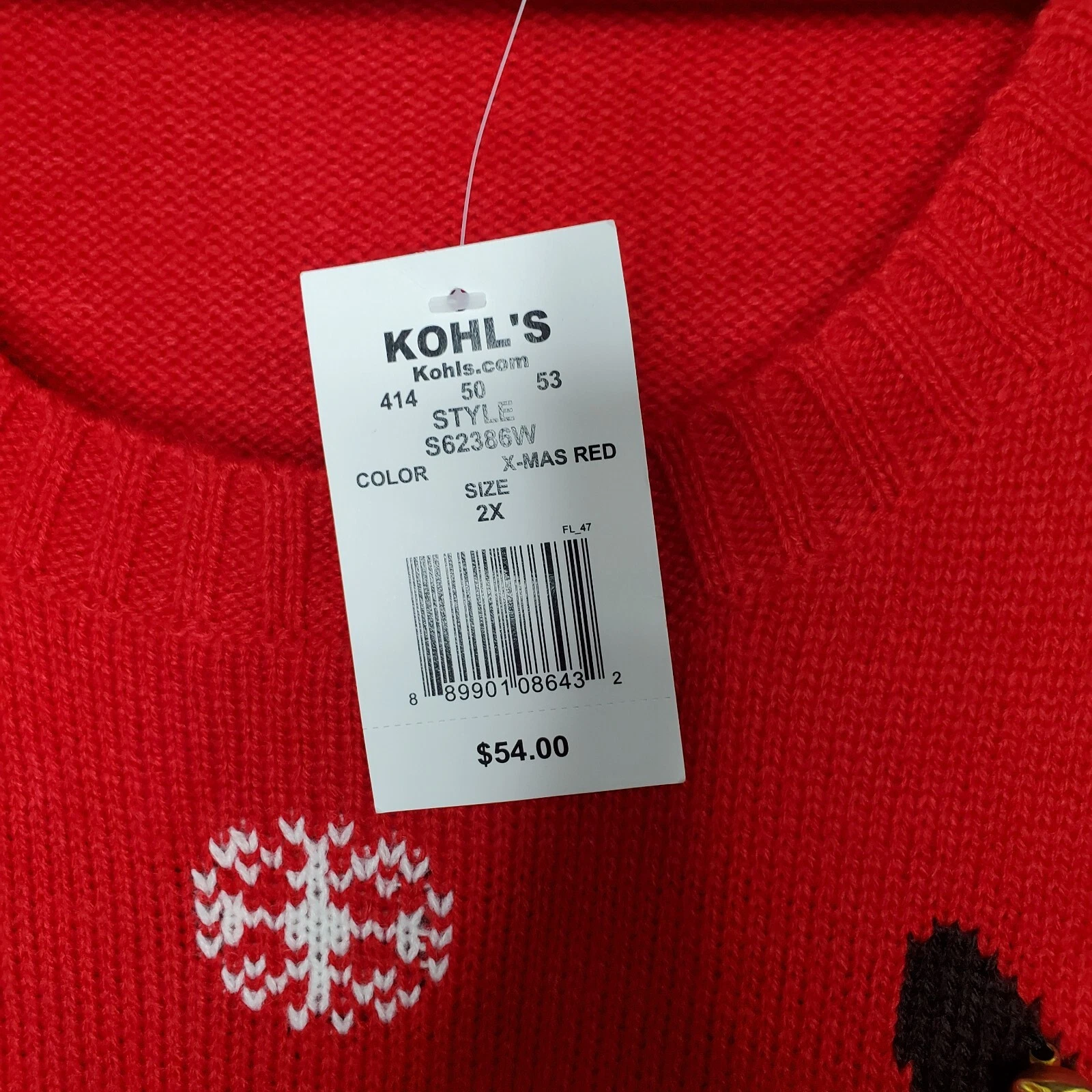 United States Sweaters Womens Red Knit Rudolph Christmas Ugly Sweater SZ 2X