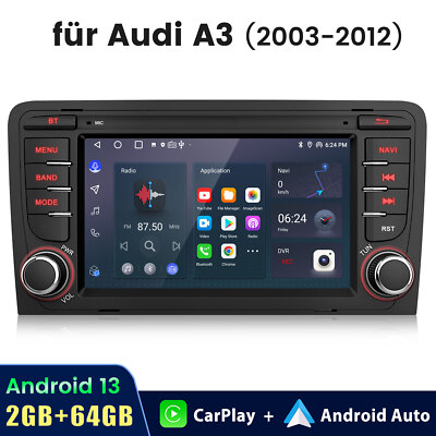 2GB+64GB Android 13 Autoradio Carplay Navi SWC RDS Für Audi A3 S3 RS3 8P 8V 8PA