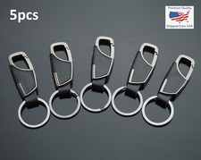 5 PCS Men's Women's Gun Metal Black Leather Clip Keychain Key Ring Fob Holder