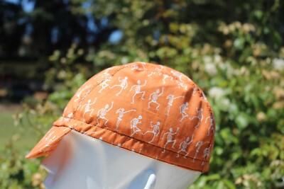 CYCLING CAP 100% COTTON HAPPY SKELETON  HANDMADE IN USA, NO FROM CHINA   S M L 