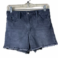 Joes Jeans Black Distressed Frayed Raw Hem Black Denim Shorts Size 24 Hi Waist 