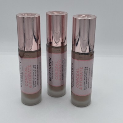 Pack of 3 Revolution Beauty Conceal & Hydrate Radiance Foundation, F11
