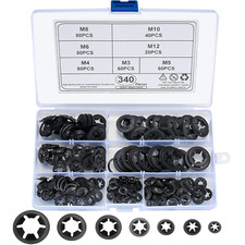 340 Pcs Starlock Washers, Internal Tooth Quick Speed Locking Washers Push On