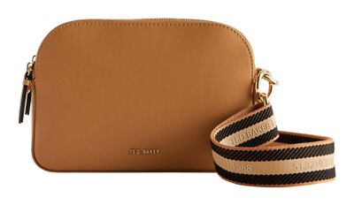 Ted Baker Darcelo Branded Webbing Leather Camera Bag Umhängetasche Tasche Taupe