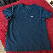 Figs Scrub Top Large Leon Pocket Blue Technical Nurse Doctor Medical Uniform