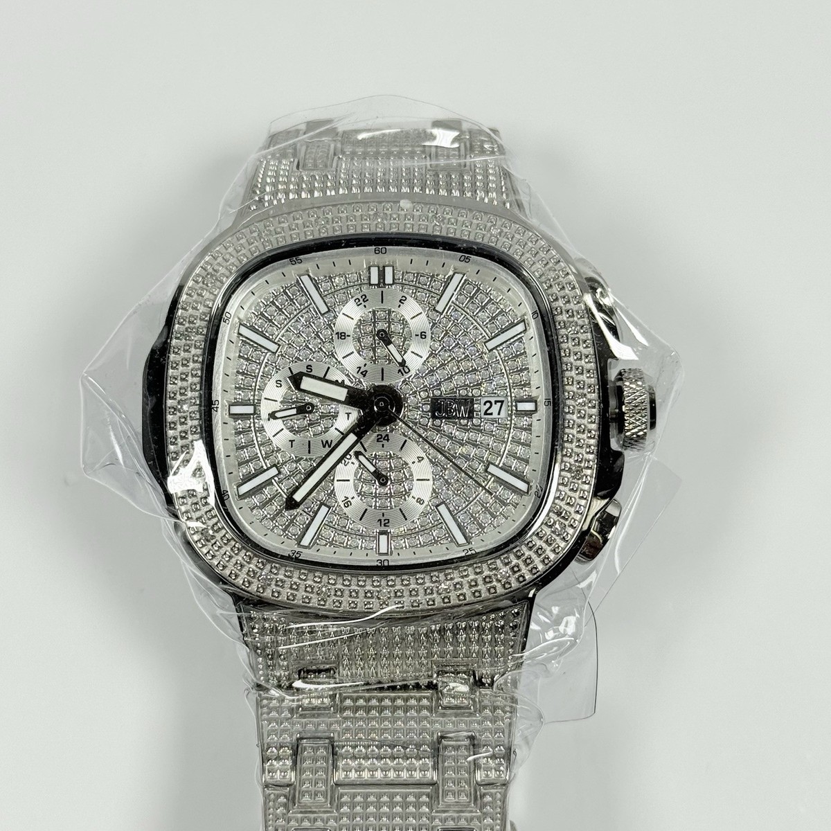 JBW Heist J6380D Diamond Bezel Multifunction Silver Dial 