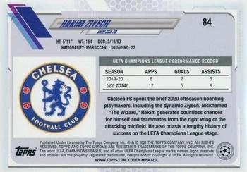 Hakim Ziyech 2020-21 Topps Chrome Sapphire UEFA - #84 - Chelsea FC - Image 2 of 2