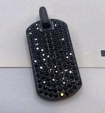 2Ct Lab Created Diamond Dog Tag Pendant Necklaces 14K Black Gold Plated Silver