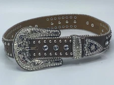 Nocona Belt Co Girl's Western Horse and Rhinestone Belt - SIZE 18 - BROWN