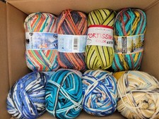 Sockenwolle Restbest&auml;nde Sonderangebote 8 mal 150g 6 & 8 F&auml;dig