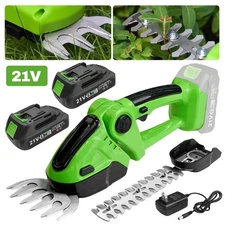 2-in-1 Cordless Hedge Trimmer High Power Grass Shear Bush Trimmer with 2 Battery