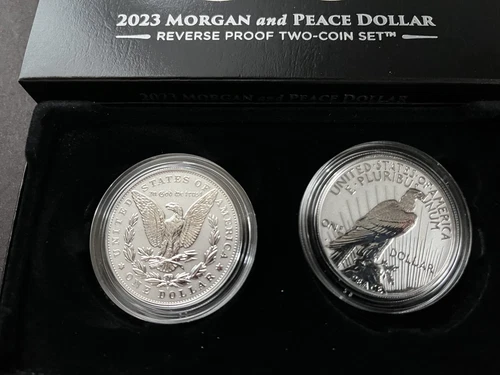 2023-S Reverse Proof $1 Morgan & Peace Silver Dollar 2pc Set Box