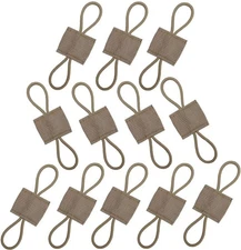 Pack of 12 Tactical Binding Retainer, Gear Holder Clip MOLLE Khaqi 